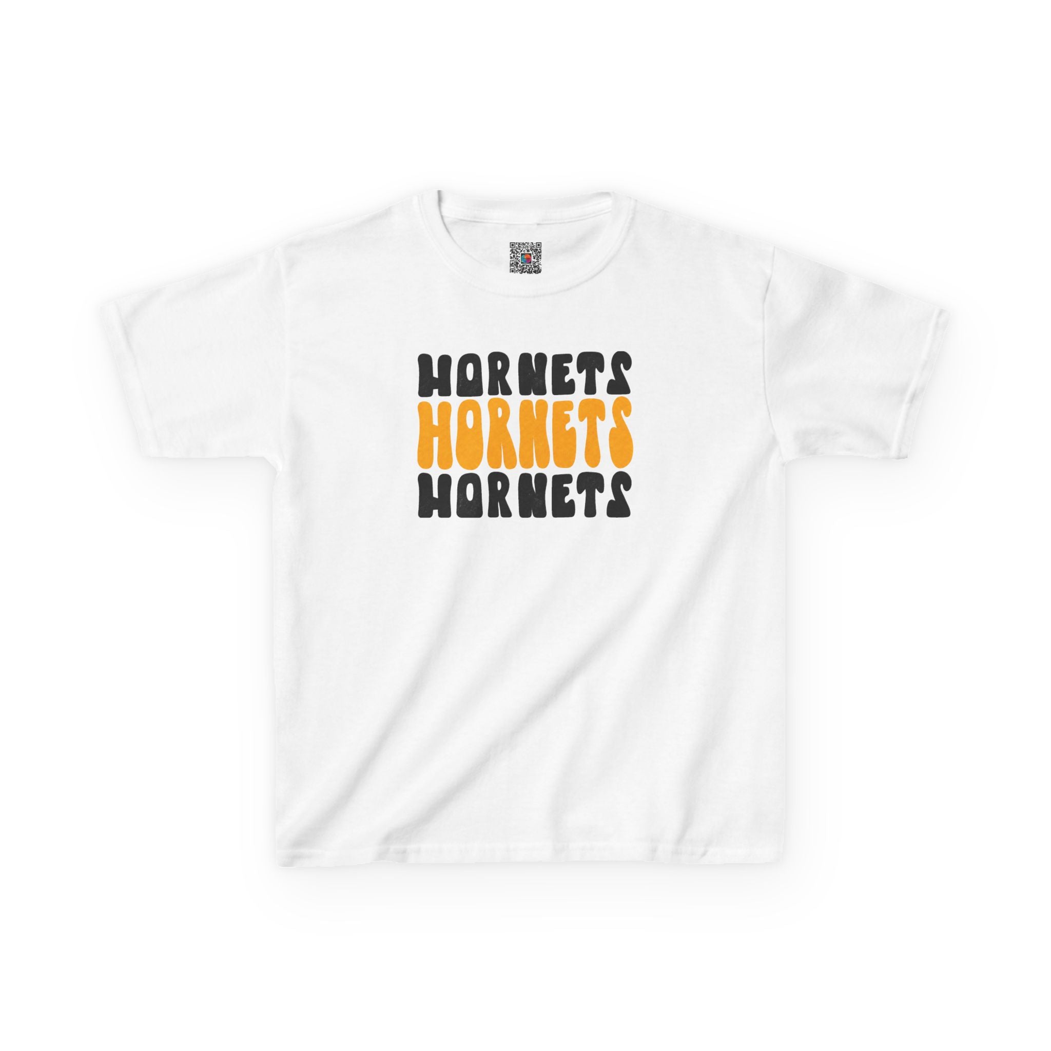 Retro Groovy Hornets Youth T-Shirt | Wavy Stacked School Spirit Mascot Tee | Cr8tive Designs