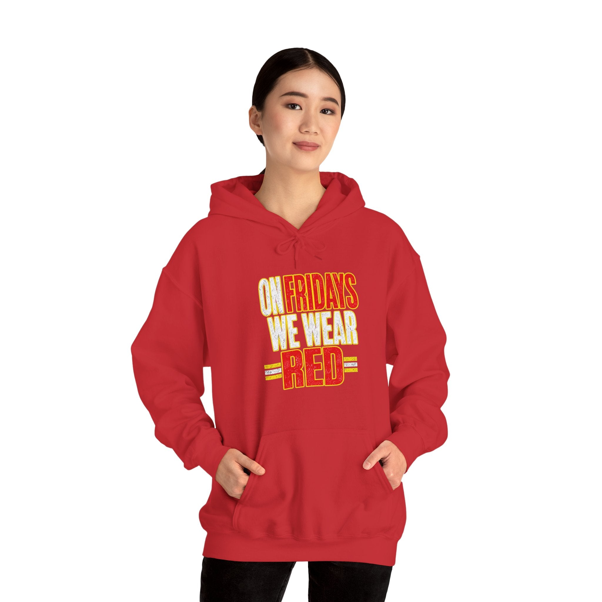 On Fridays We Wear Red | Distressed Football Fan Hoodie | Cr8tive Designs