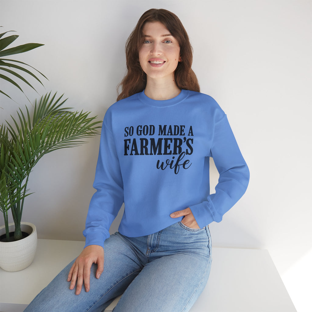 So God Made A Farmer's Wife Sweatshirt | Country Farmhouse Crewneck | Cr8tive Designs