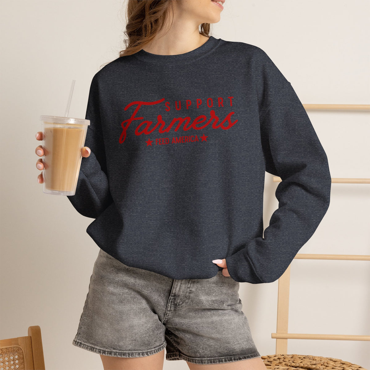 Support Farmers Feed America Sweatshirt | Patriotic Agriculture Crewneck | Cr8tive Designs