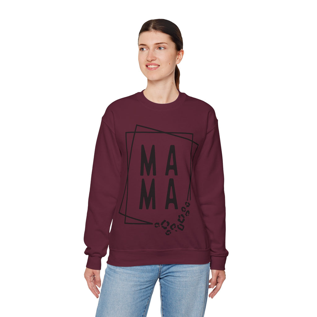 Mama Leopard Print Crewneck Sweatshirt – Casual Graphic Mama Pullover