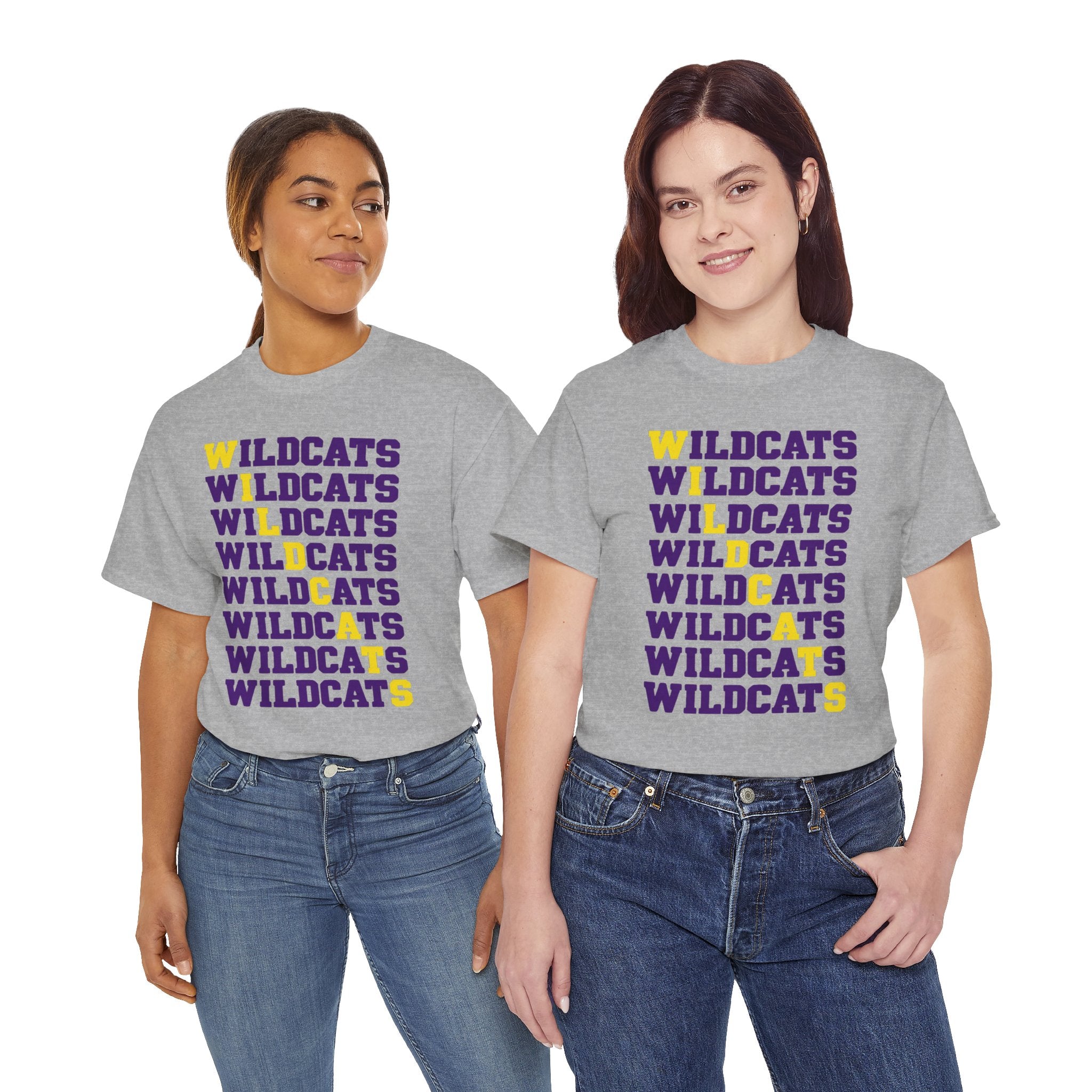 Wildcats Mascot Tee | Retro Diagonal Repeating Text Game Day T-Shirt | Cr8tive Designs