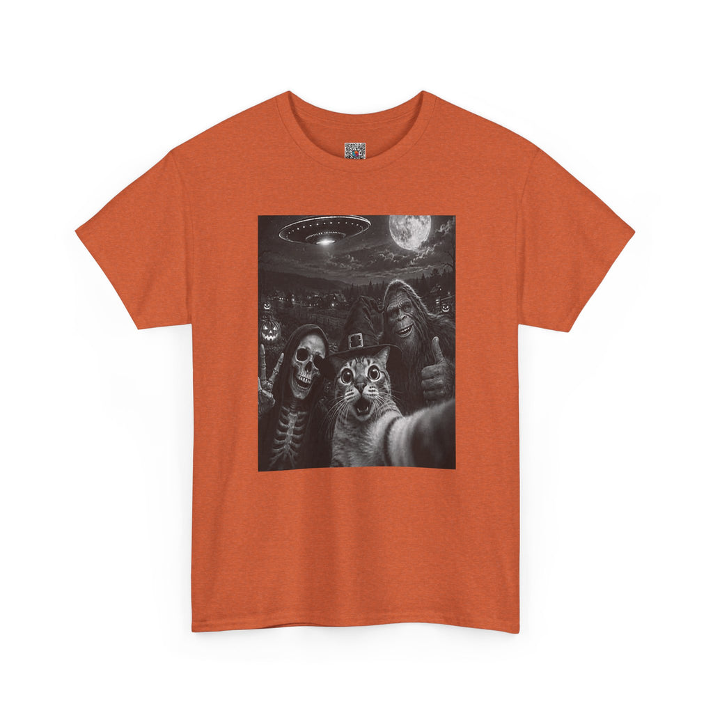 Spooky Squad Selfie Shirt | Funny Halloween Bigfoot Cat Alien Graphic Tee | Cr8tive Designs