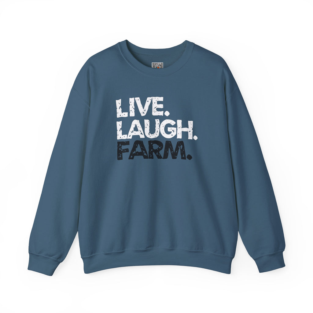 Live Laugh Farm Sweatshirt | Rustic Country Crewneck | Cr8tive Designs