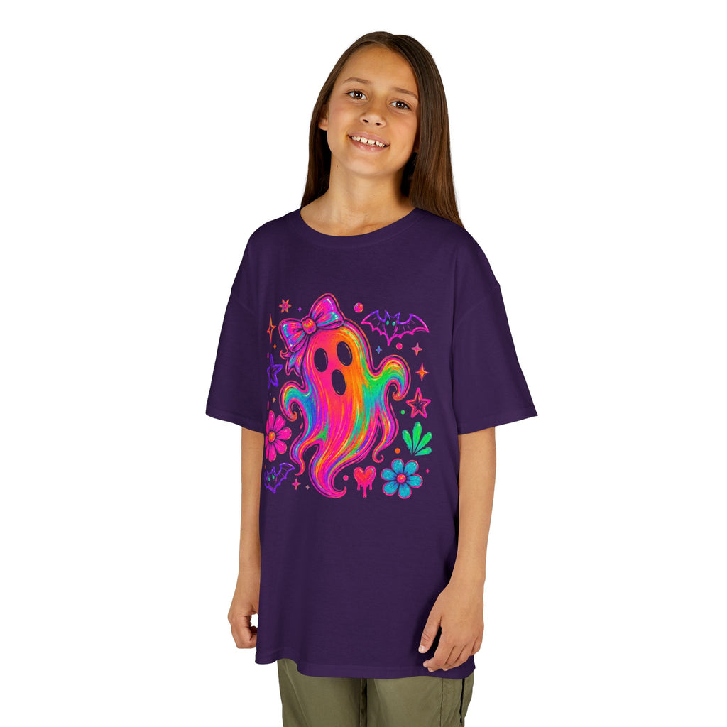 Rainbow Psychedelic Ghost Kids Tee | Bright Neon Halloween T-Shirt | Cr8tive Designs