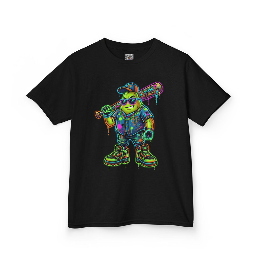 Kids Neon Skateboarder T‑Shirt | Cool Graffiti Skate Punk Tee for Boys | Cr8tive Designs