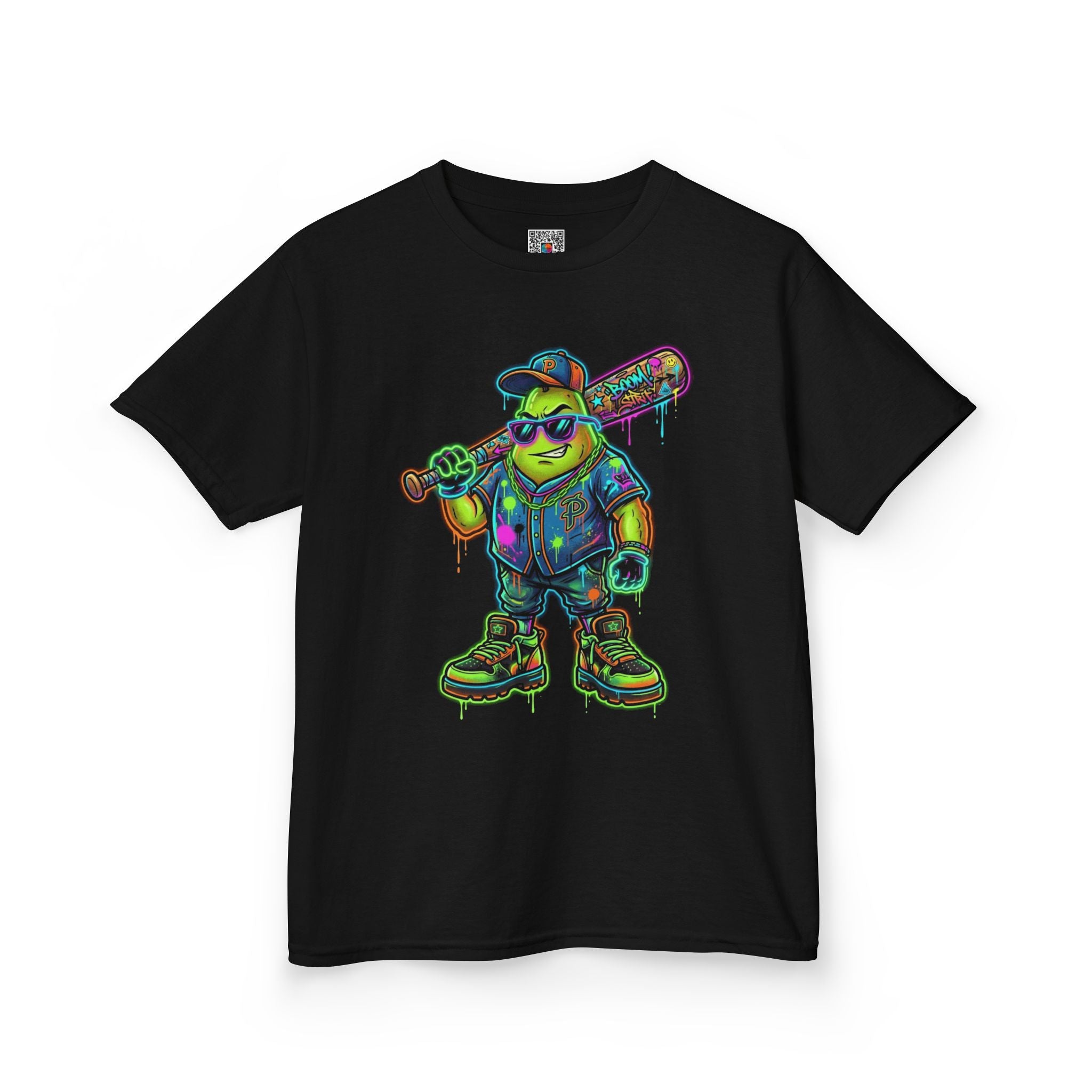 Kids Neon Skateboarder T‑Shirt | Cool Graffiti Skate Punk Tee for Boys | Cr8tive Designs