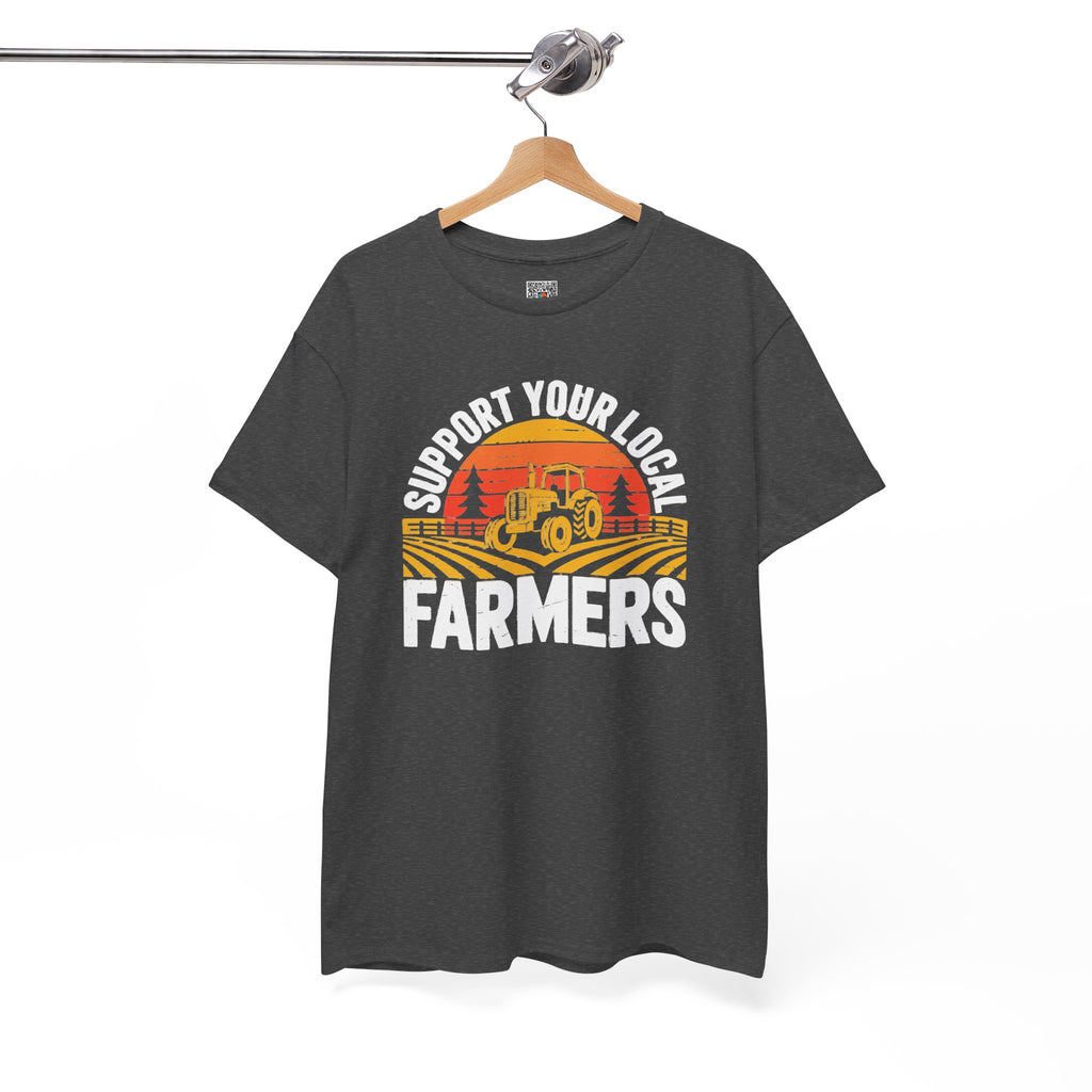 Support Your Local Farmers T-Shirt | Retro Tractor Sunset Graphic Tee | Cr8tive Designs
