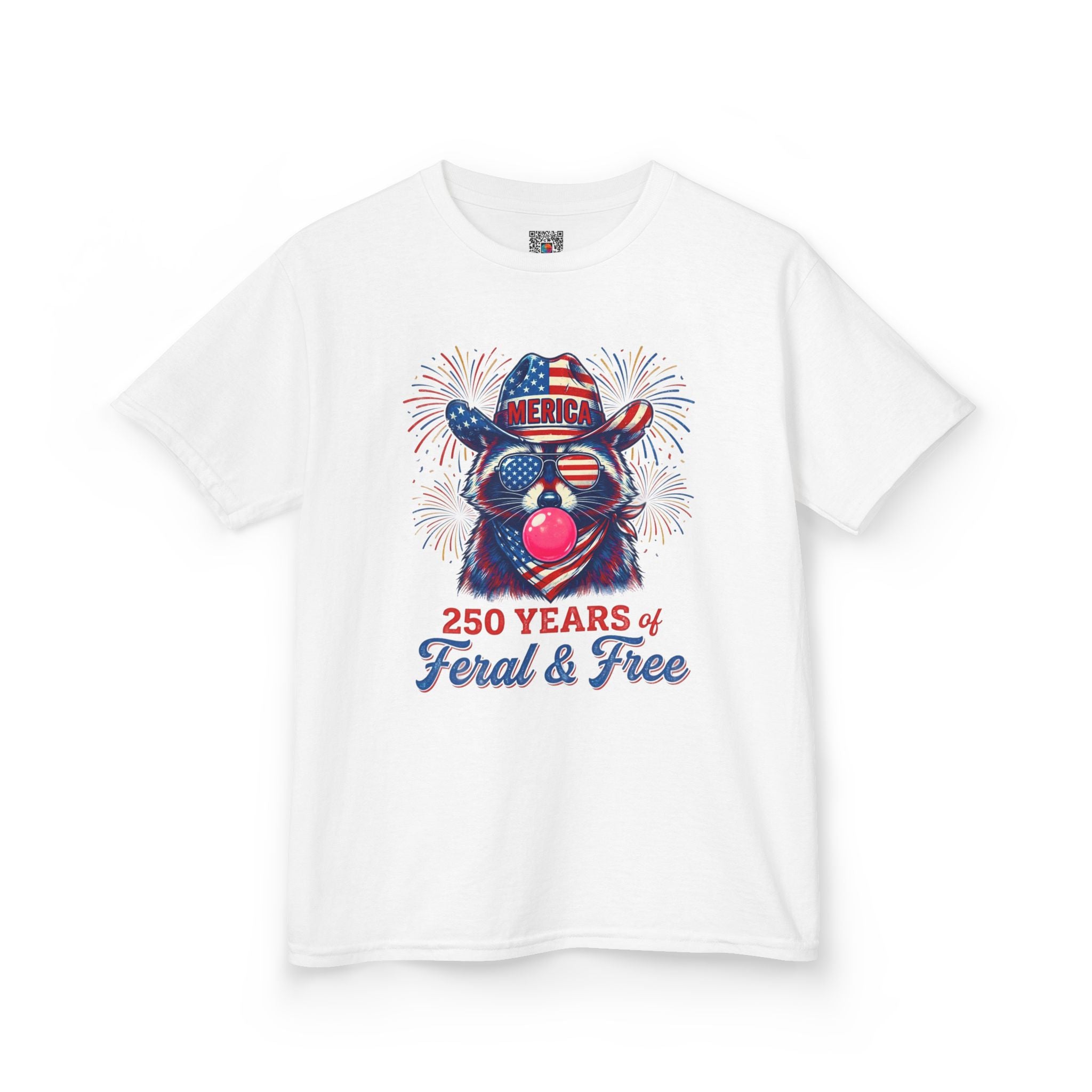 Kids '250 Years of Feral & Free' Patriotic Cow T-Shirt| Cr8tive Designs