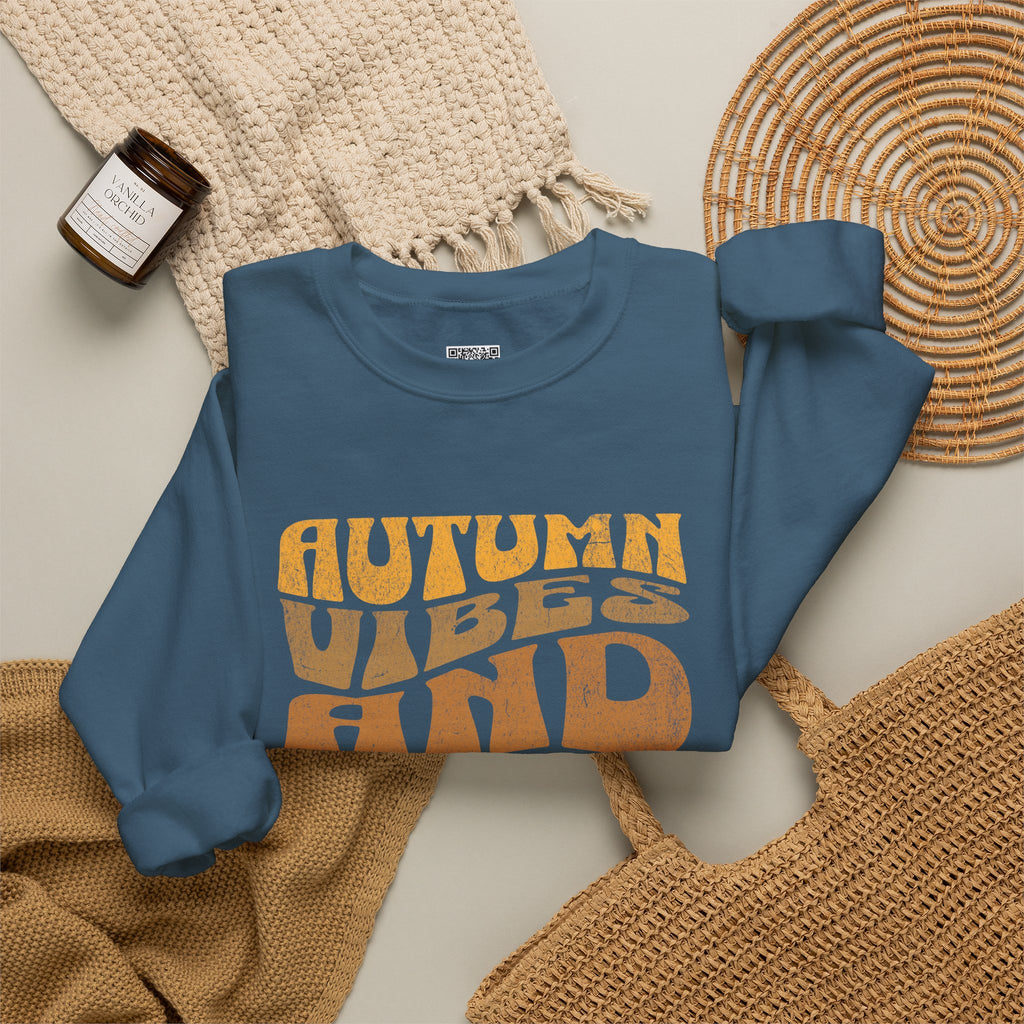 Autumn Vibes and Cozy Nights Sweatshirt | Retro Wavy Fall Crewneck | Cr8tive Designs