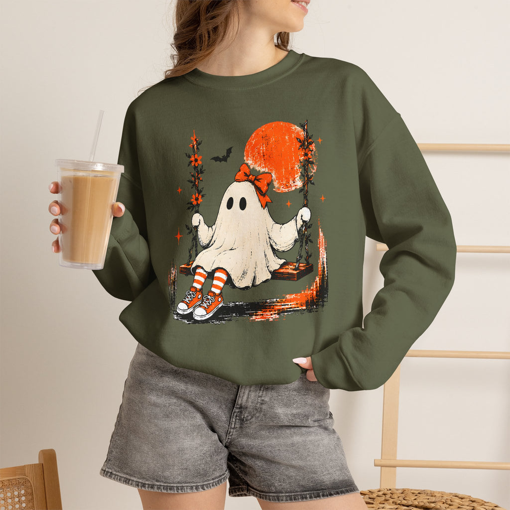 Vintage Swing Ghost Sweater| Cute Autumn Halloween Crewneck Sweater | Cr8tive Designs