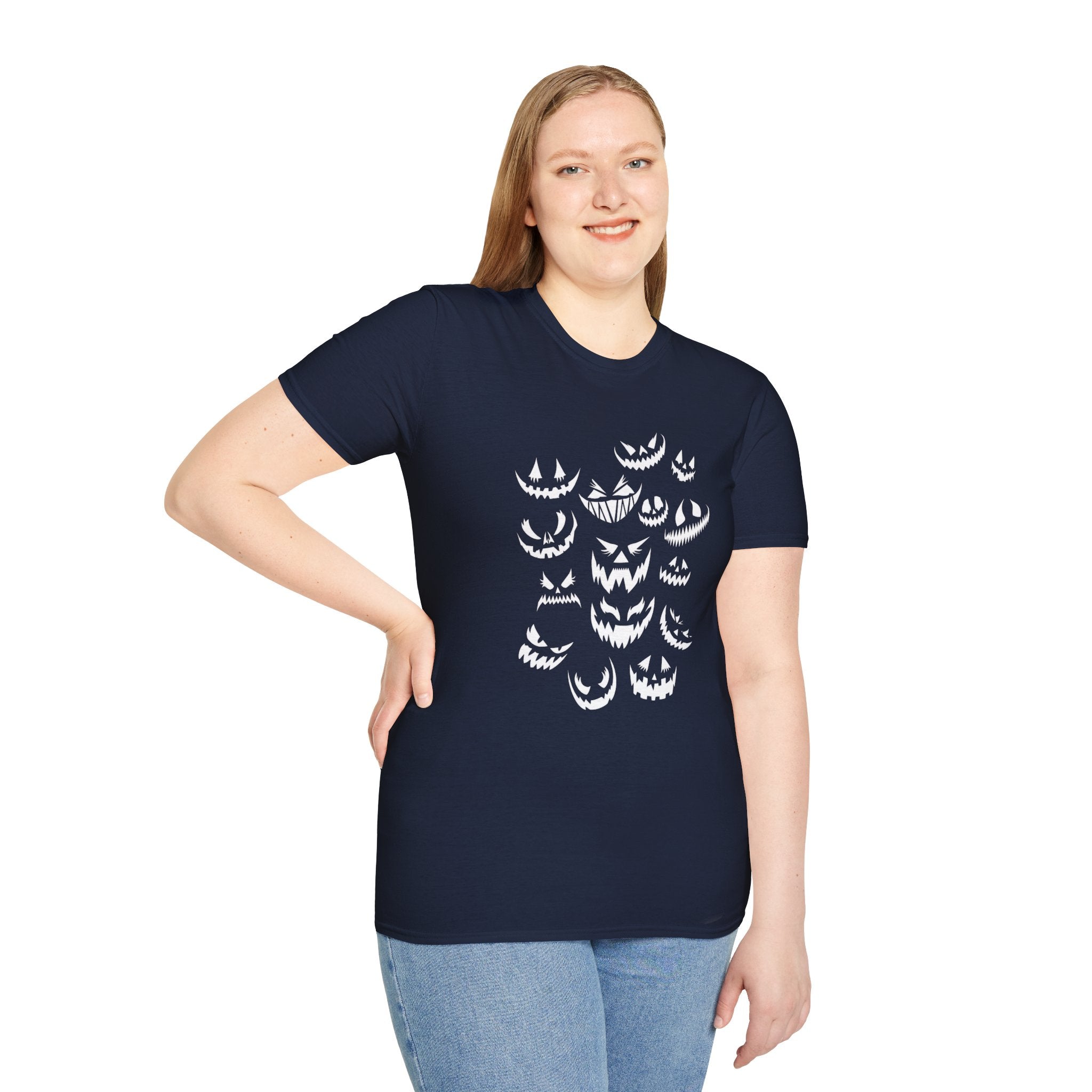 Halloween Jack-O'-Lantern Faces T-Shirt | Spooky Pumpkin Smile Tee | Cr8tive Designs