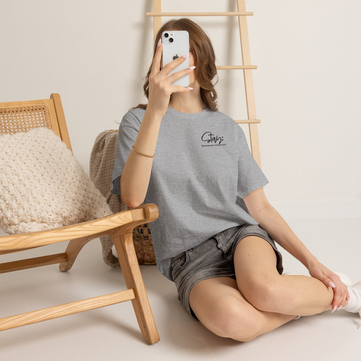 Stay Tomorrow Needs You T-Shirt | Minimalist Semicolon Pocket Print Graphic Tee | Cr8tive Designs