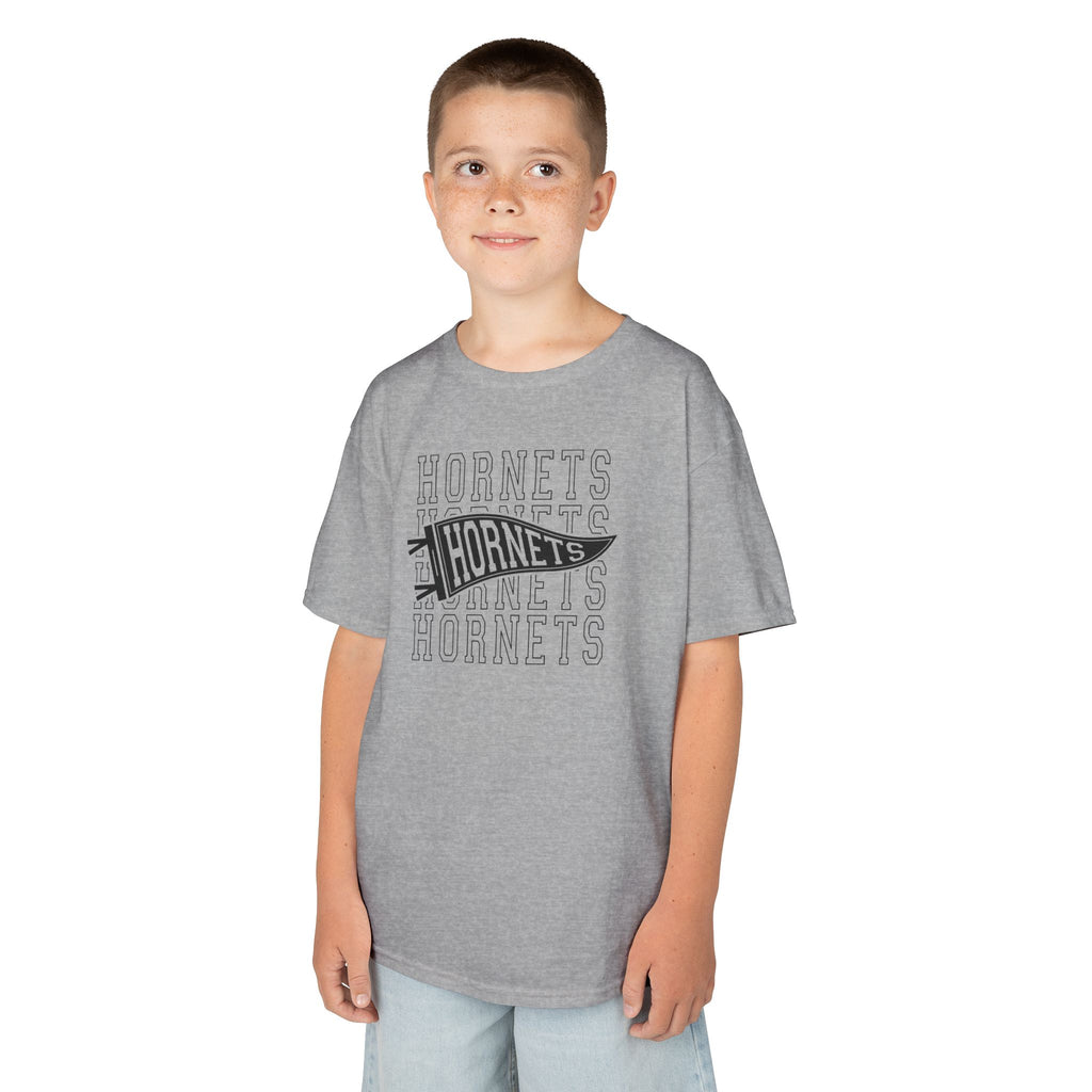 Hornets Pennant Repeat Youth T-Shirt | School Spirit Mascot Tee | Cr8tive Designs