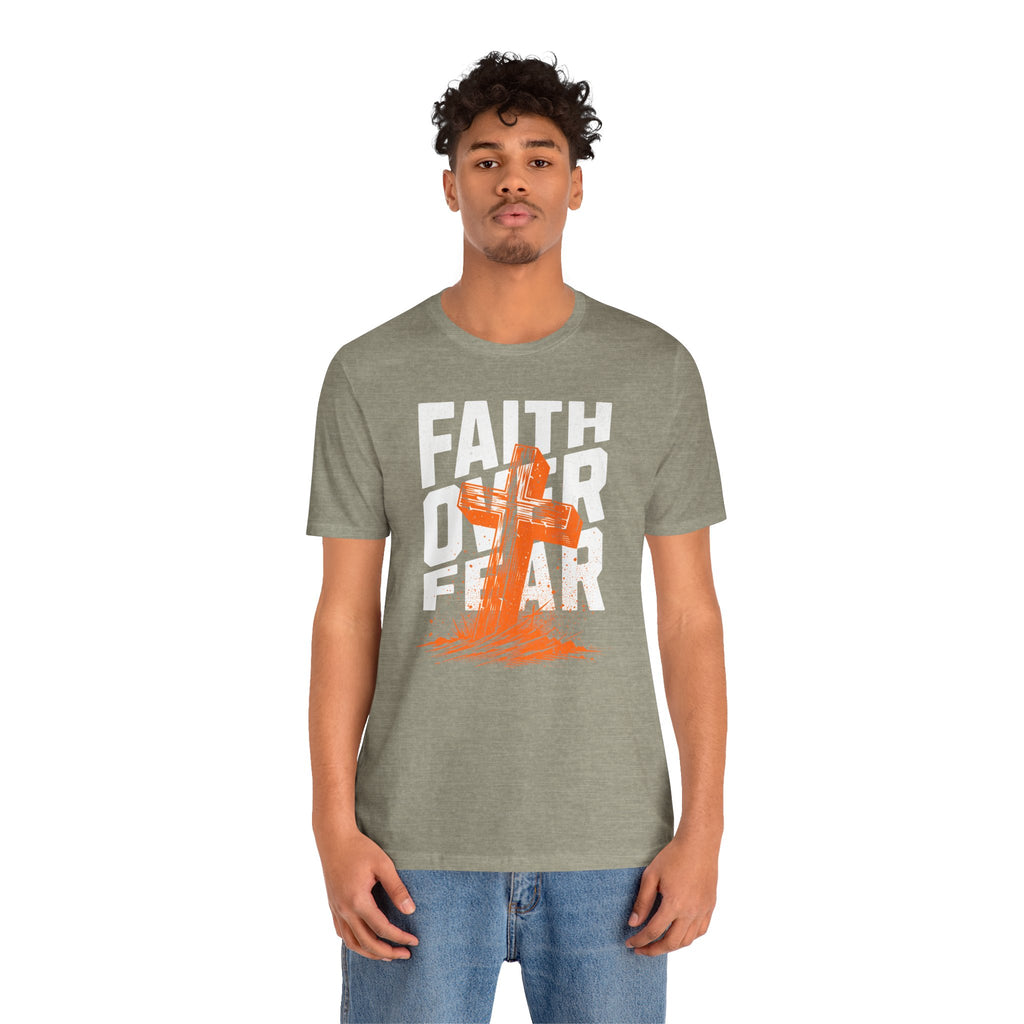 Faith Over Fear Tee | Christian Cross Inspirational Short Sleeve Shirt | Cr8tive Designs