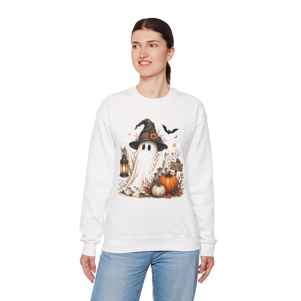 Witch Hat Ghost Sweatshirt | Vintage Halloween Spooky Season Crewneck | Cr8tive Designs