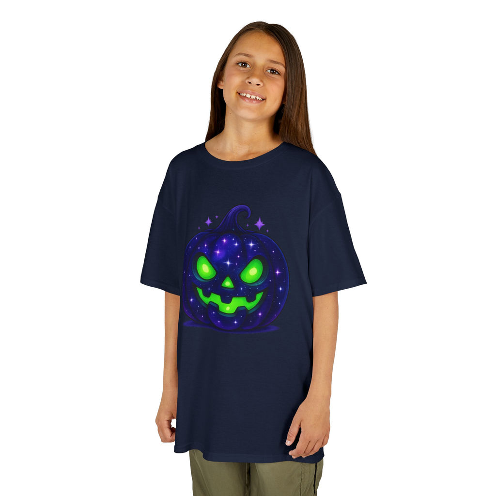 Kids Halloween Pumpkin T‑Shirt | Glowing Green Jack‑O'Lantern Tee |Cr8tive Designs