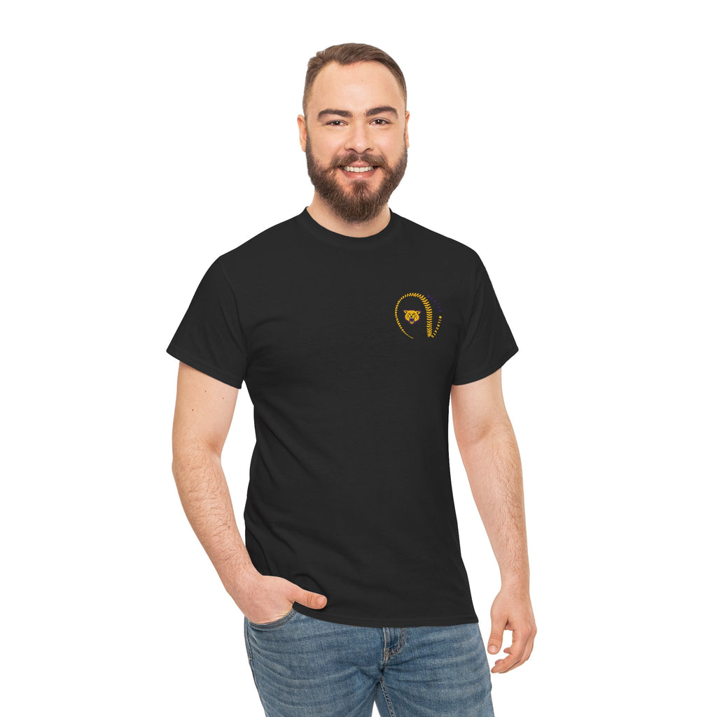Slater Wildcats Baseball Pocket Logo | Purple and Gold School Spirit T-Shirt | Cr8tive Designs