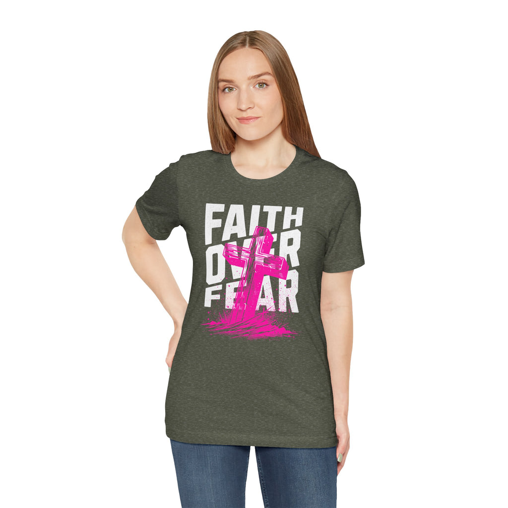 Faith Over Fear T-Shirt | Pink Cross Christian Tee | Cr8tive Designs