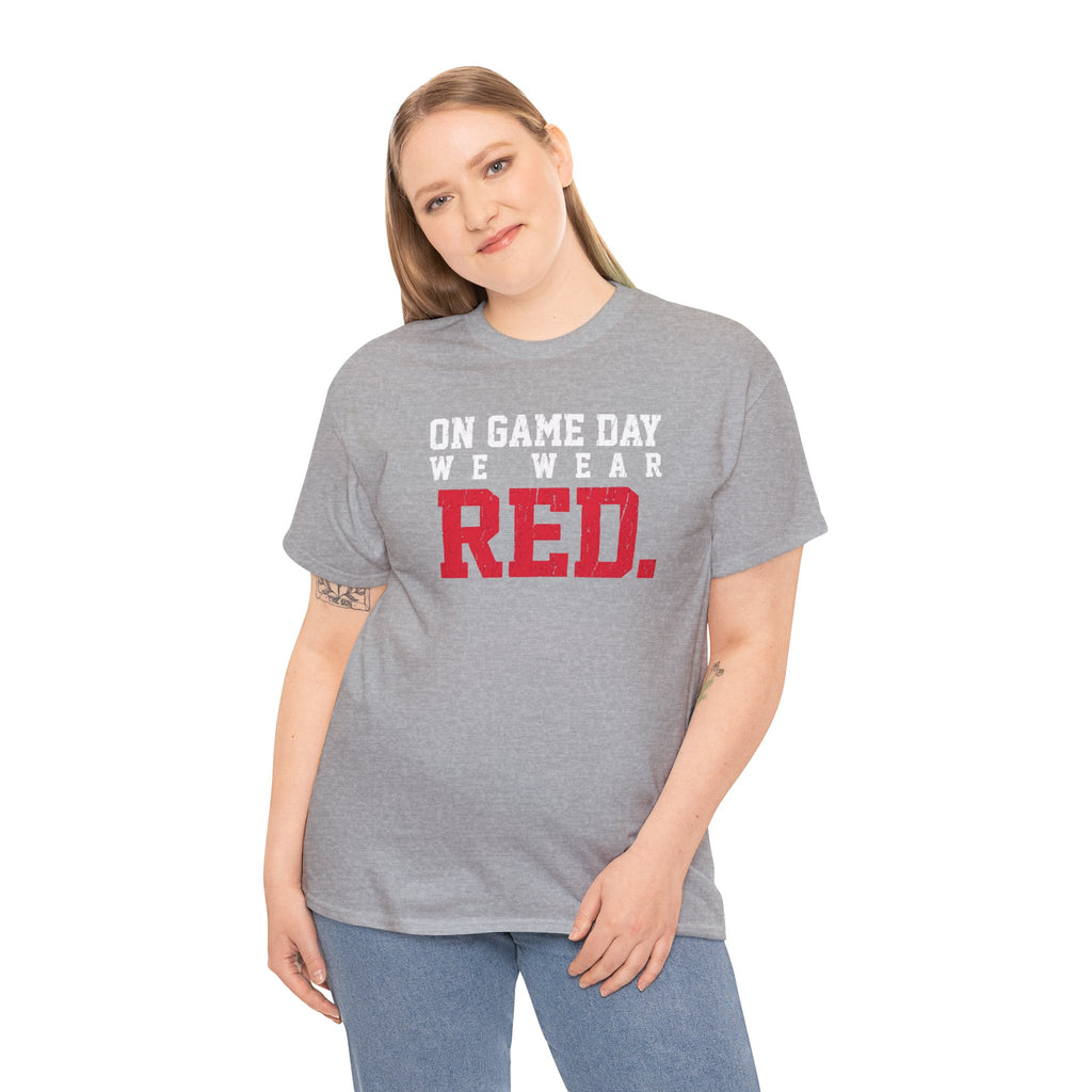 On Game Day We Wear Red T-Shirt | Distressed Game Day Graphic Tee | Cr8tive Designs