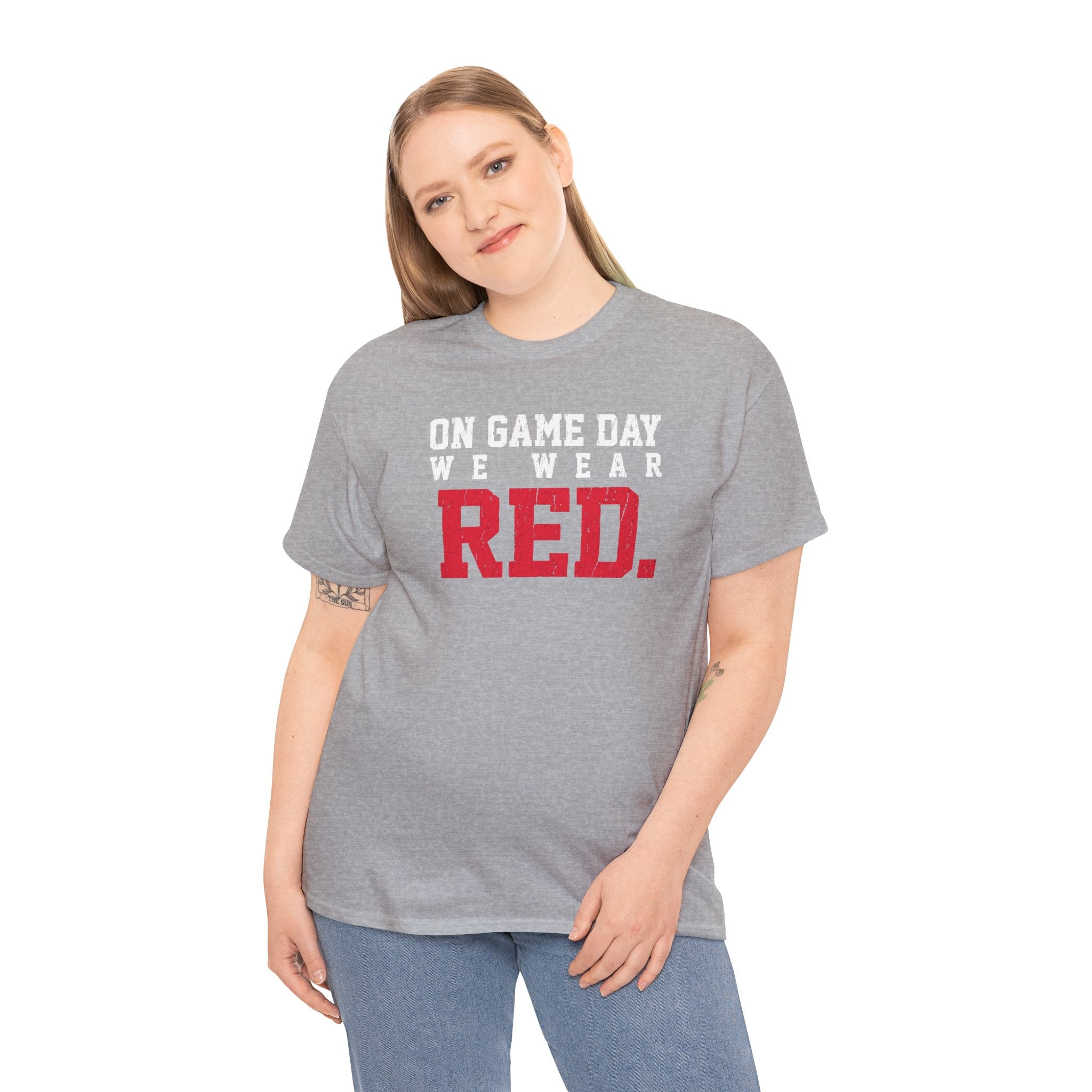 On Game Day We Wear Red T-Shirt | Distressed Game Day Graphic Tee | Cr8tive Designs