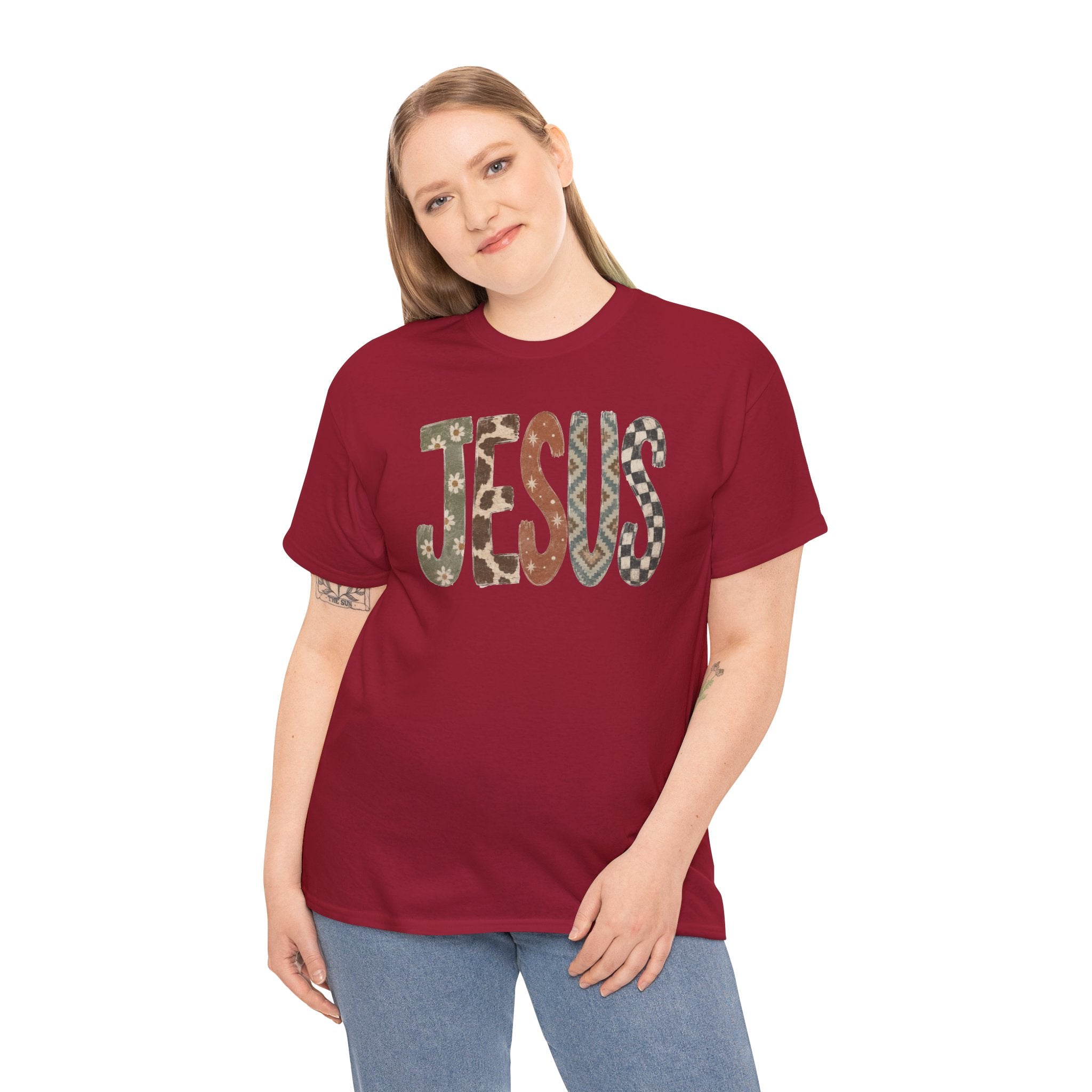 Patterned Jesus Western Tee | Western Country Christian Graphic T-Shirt | Cr8tive Designs