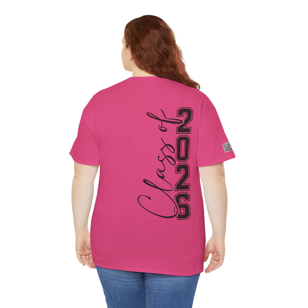Senior 2026 Script Back T-Shirt | Vertical Graduation Tee | Trendy Senior Shirt | Unisex Fit | Cr8tive Designs
