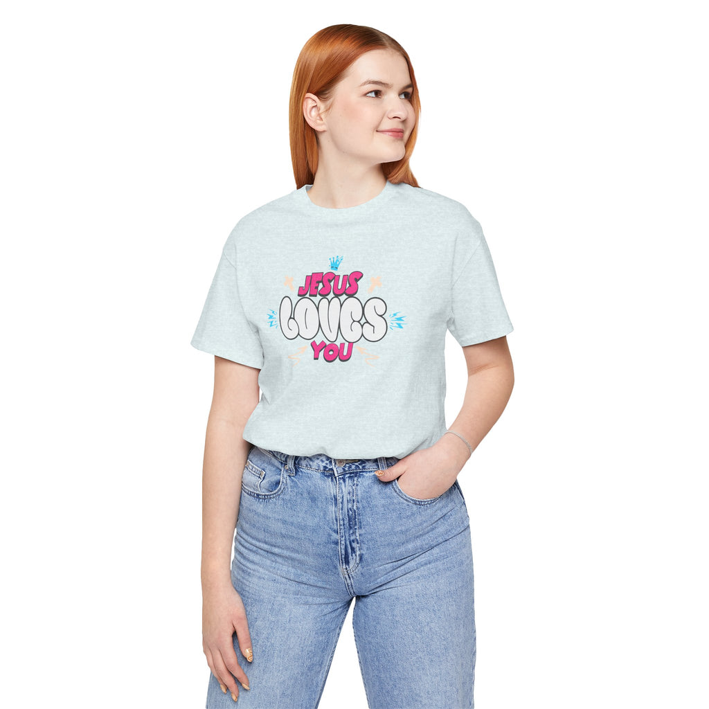 Jesus Loves You Graphic Tee — Cute Pastel Faith T-Shirt| Cr8tive Designs