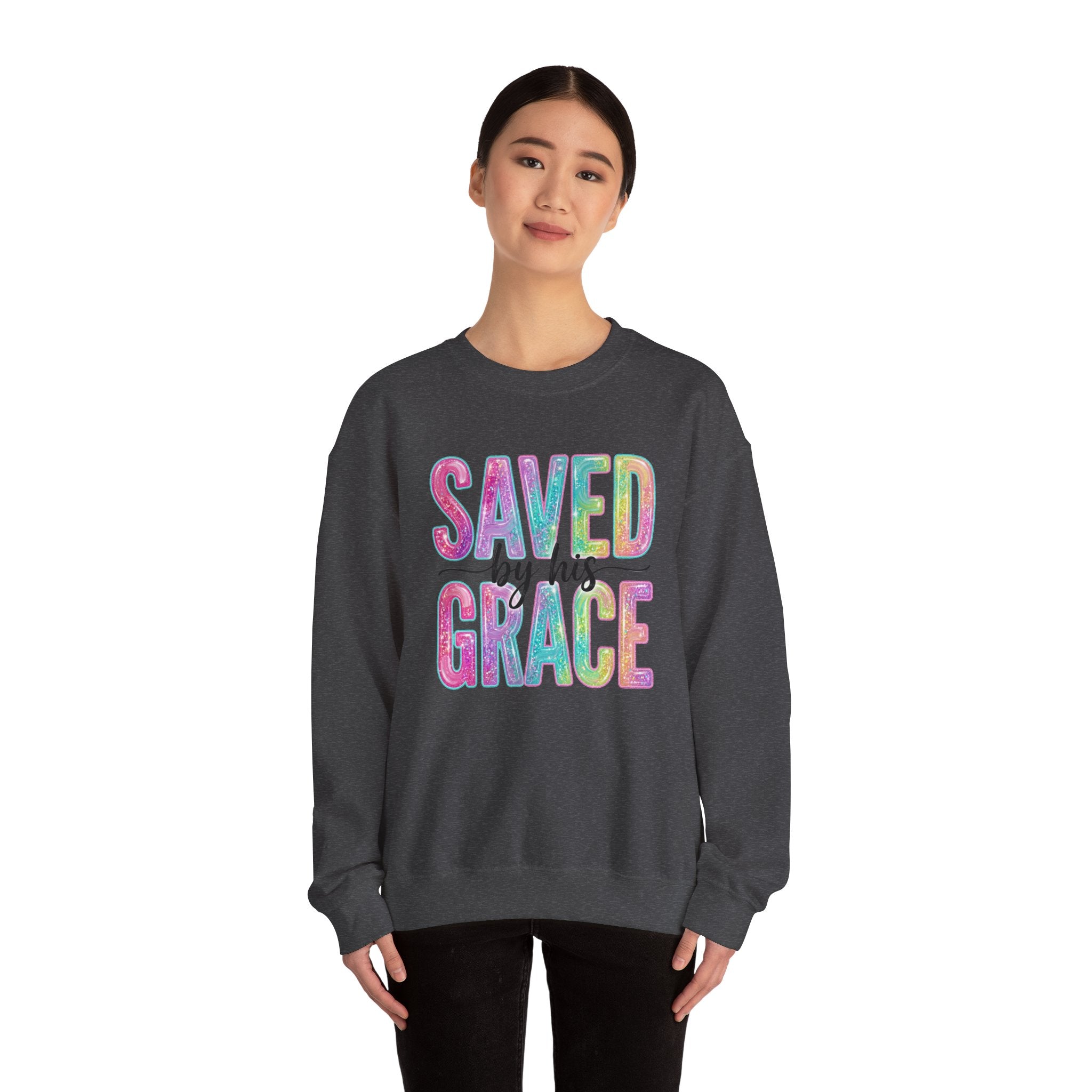 Saved by Grace Sweatshirt – Christian Faith Graphic Crewneck | Inspirational Religious Pullover | Cr8tive Designs