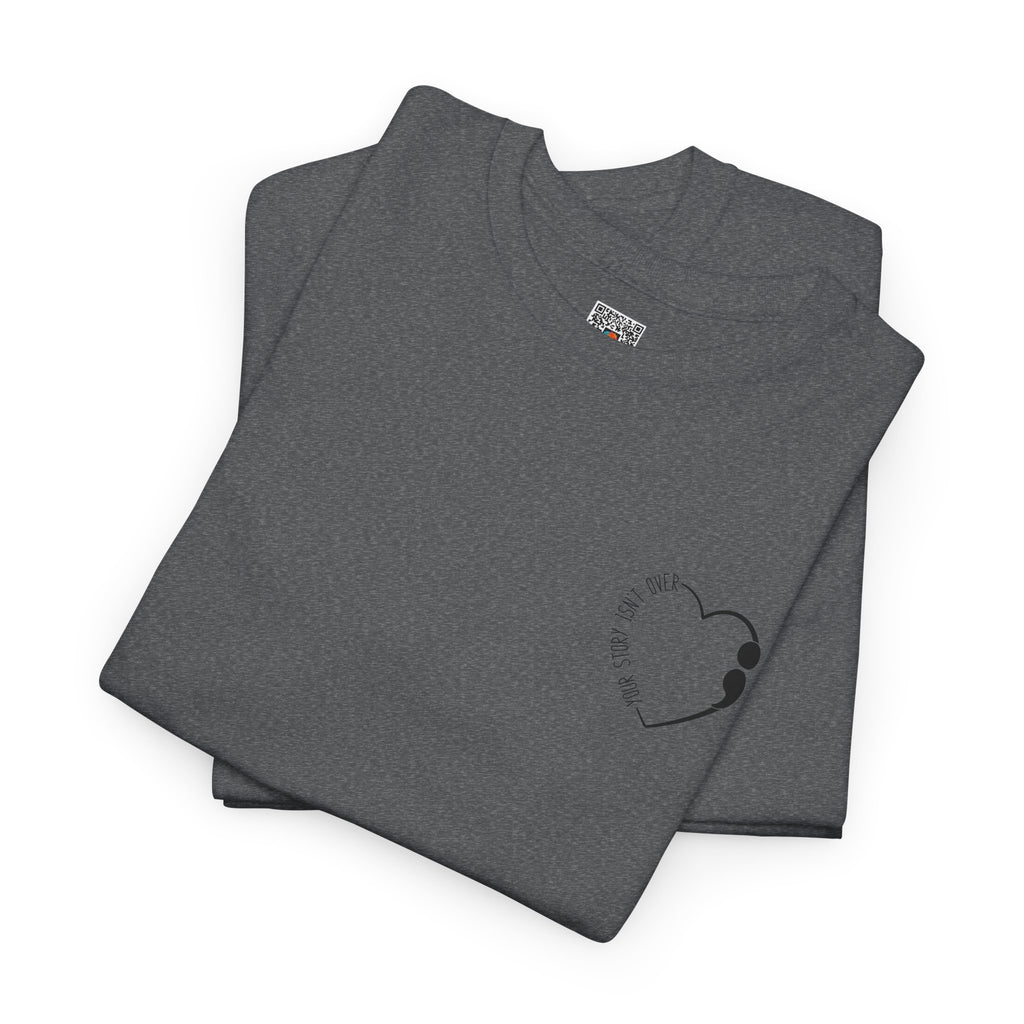 Heart Semicolon Pocket Print T-Shirt | Minimalist Suicide Prevention Graphic Tee | Cr8tive Designs