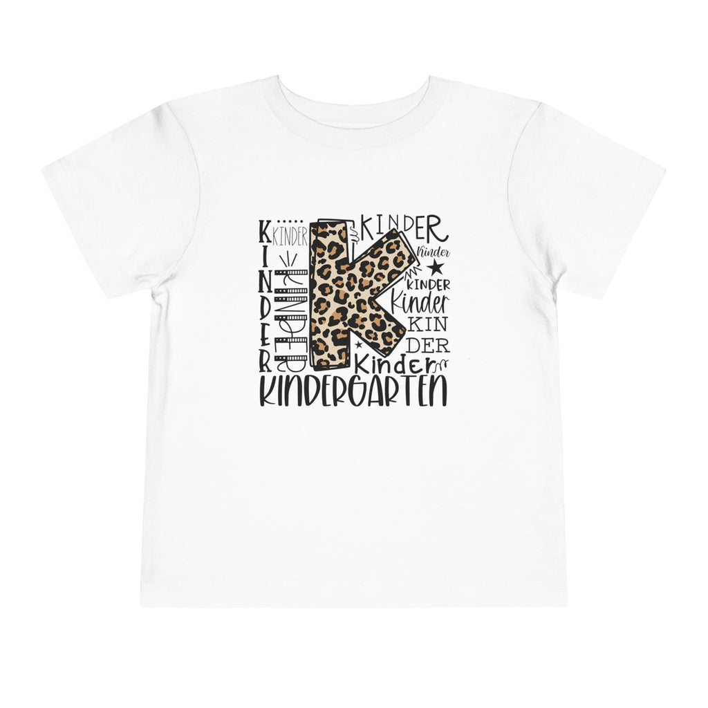 Leopard Print Kindergarten K Youth Tee | Trendy Back-to-School T-Shirt | Cr8tive Designs