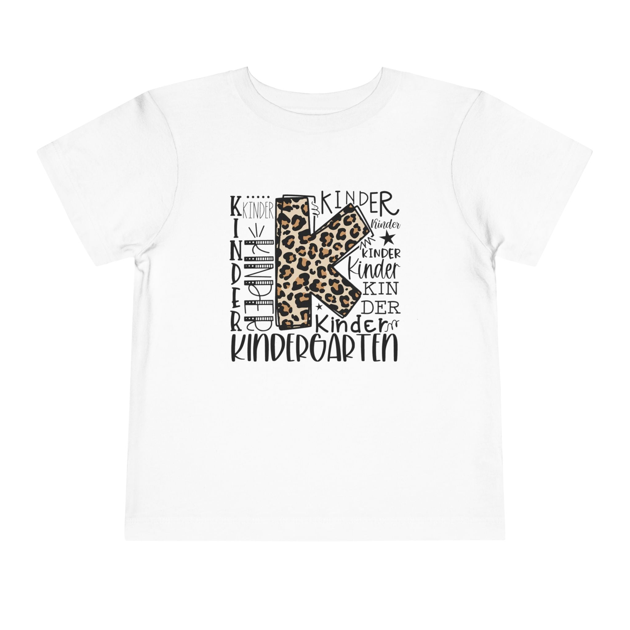 Leopard Print Kindergarten K Youth Tee | Trendy Back-to-School T-Shirt | Cr8tive Designs