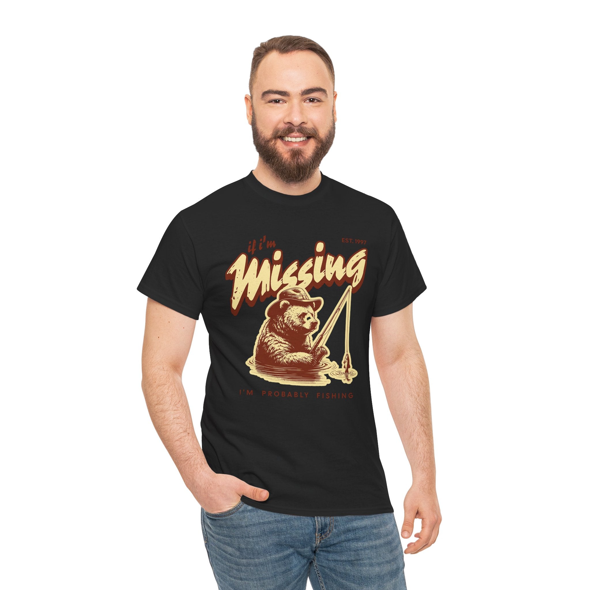 Bear Fishing Graphic T-Shirt