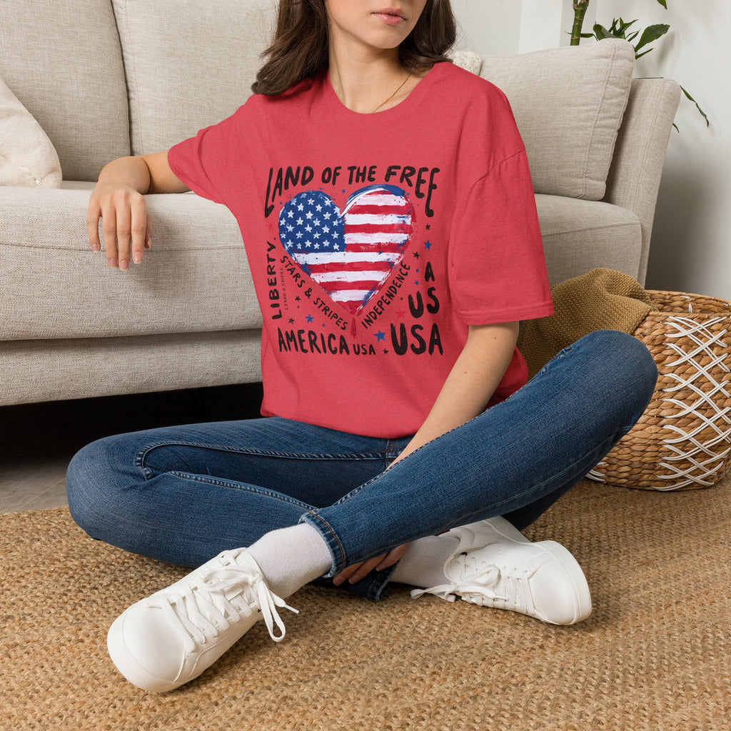 Land of the Free | Patriotic Heart Flag Design | Cr8tive Designs