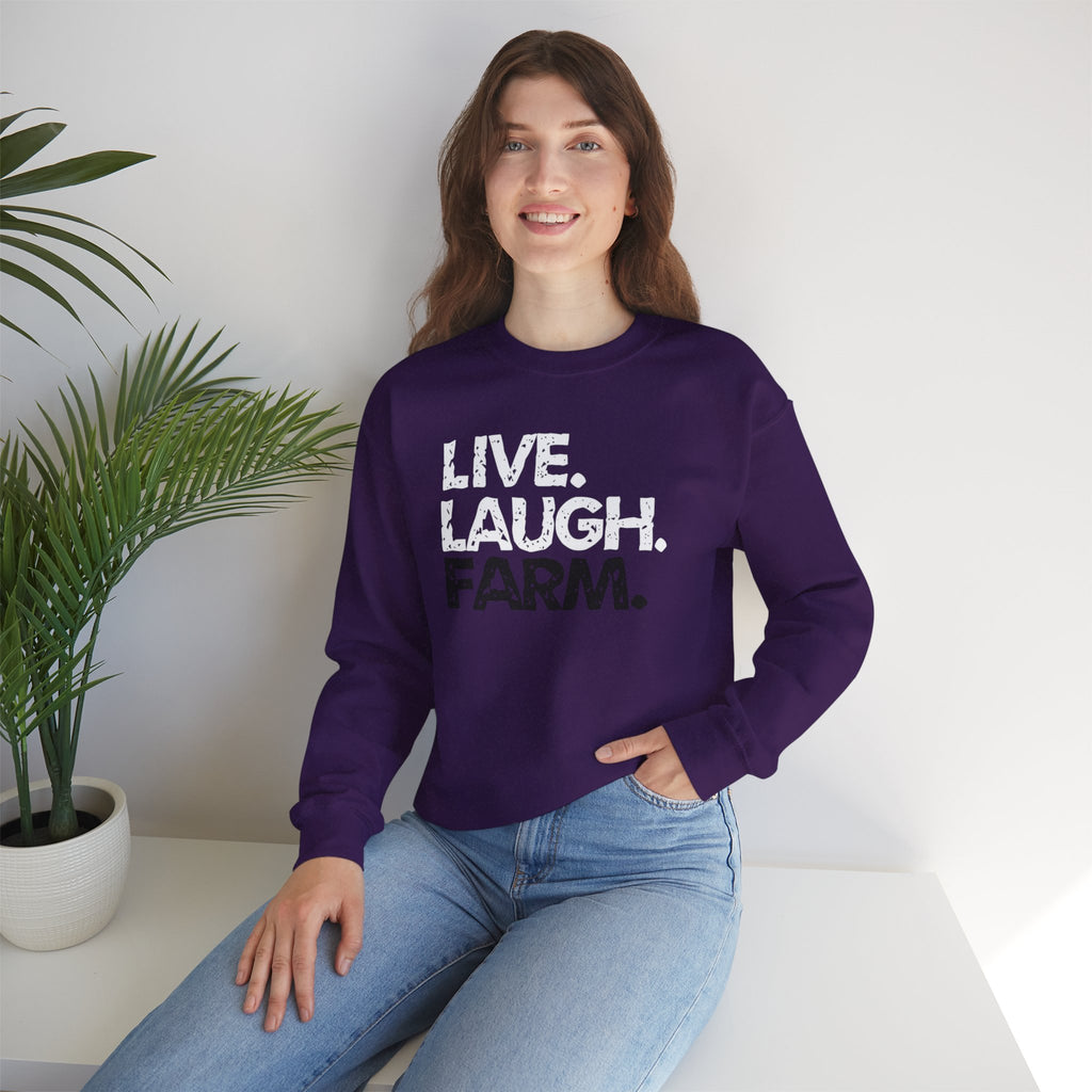 Live Laugh Farm Sweatshirt | Rustic Country Crewneck | Cr8tive Designs
