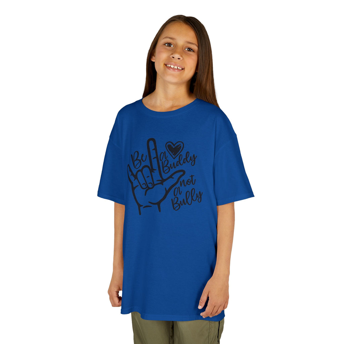 Be A Buddy Not A Bully T-Shirt | ASL I Love You Sign Anti-Bullying Youth Tee | Cr8tive Designs