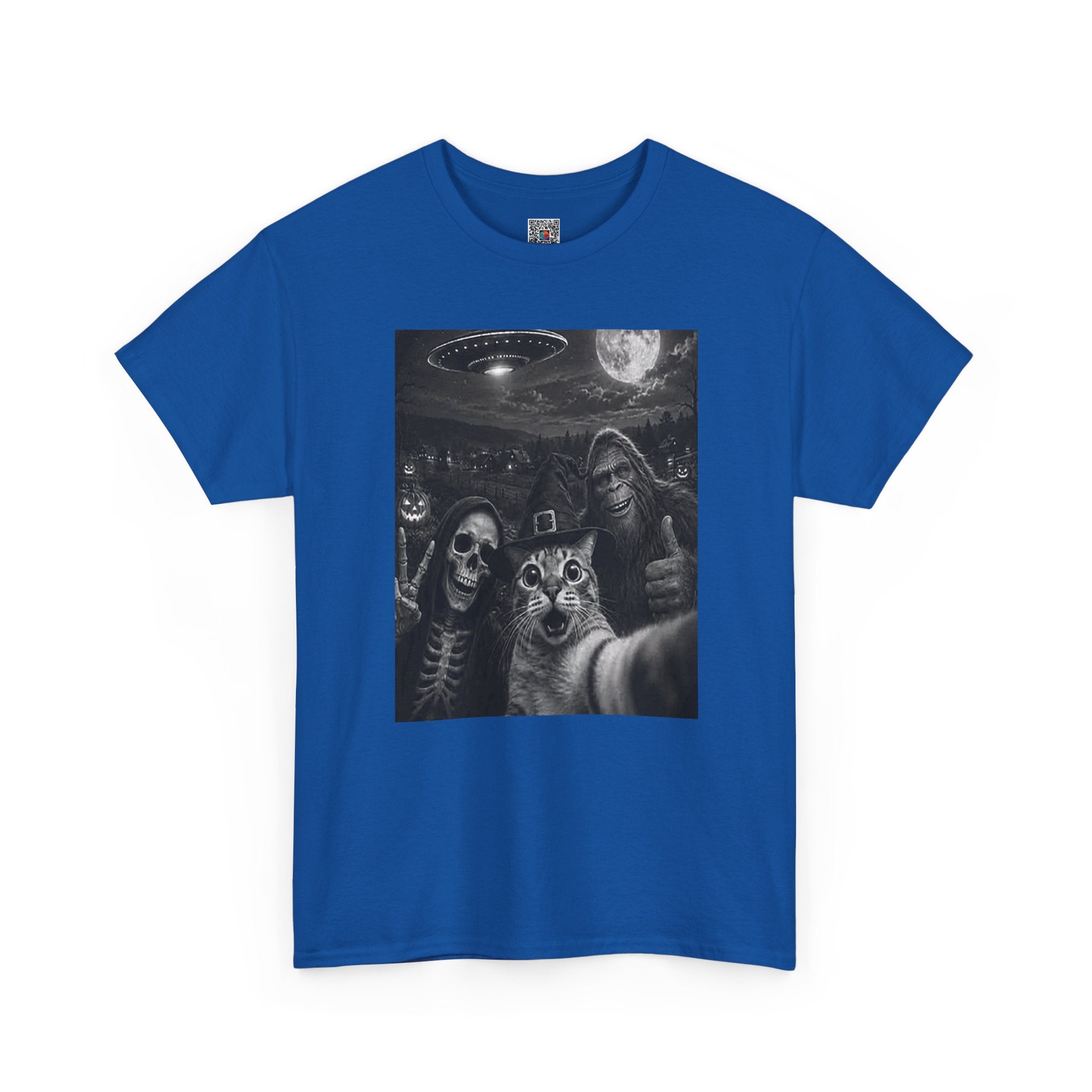 Spooky Squad Selfie Shirt | Funny Halloween Bigfoot Cat Alien Graphic Tee | Cr8tive Designs