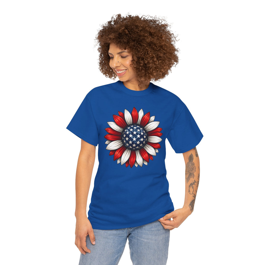 Patriotic Sunflower| American Flag Floral Tee for 4th of July| Cr8tive Designs