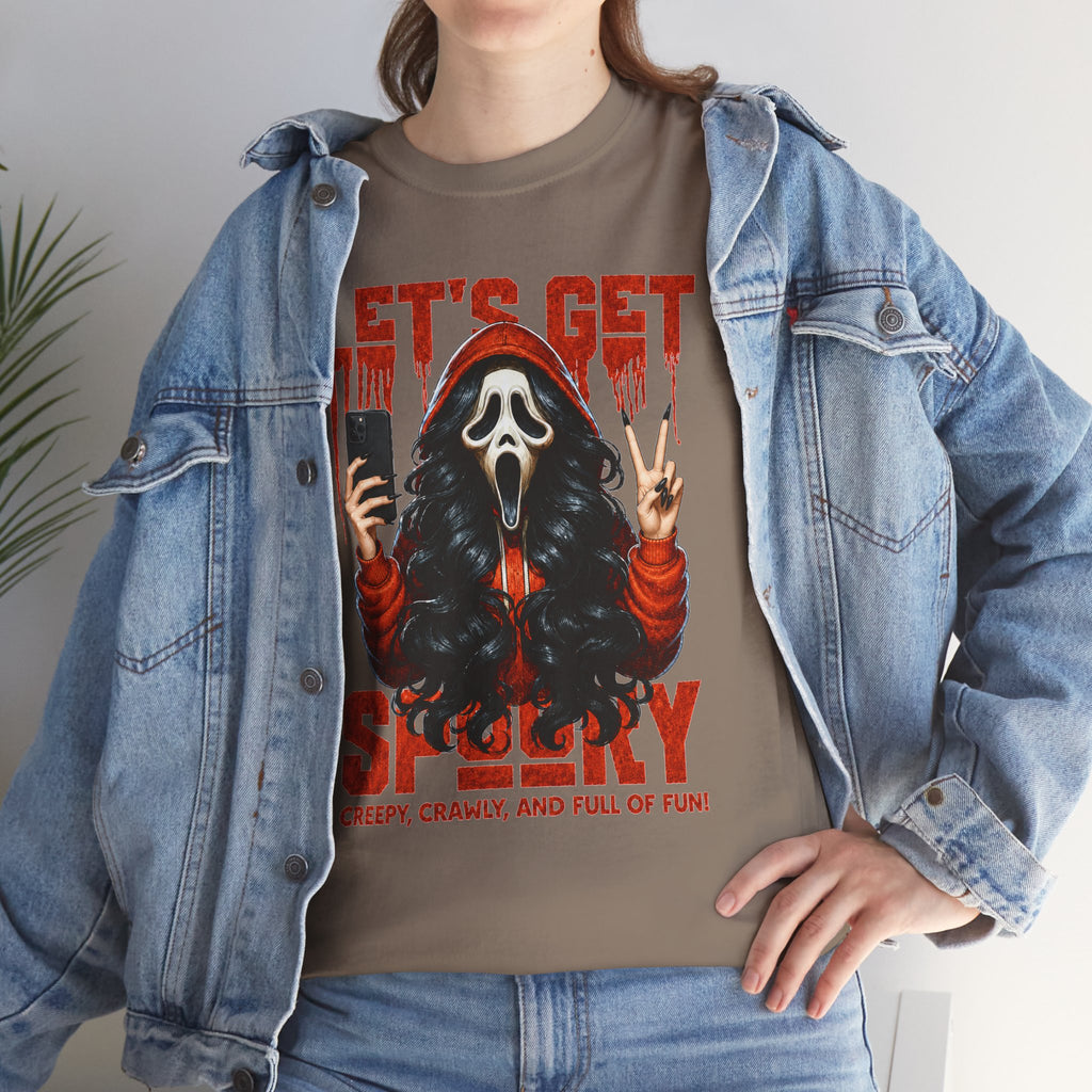 Let's Get Spooky Ghostface Selfie T-Shirt | Halloween Horror Graphic Tee | Cr8tive Designs