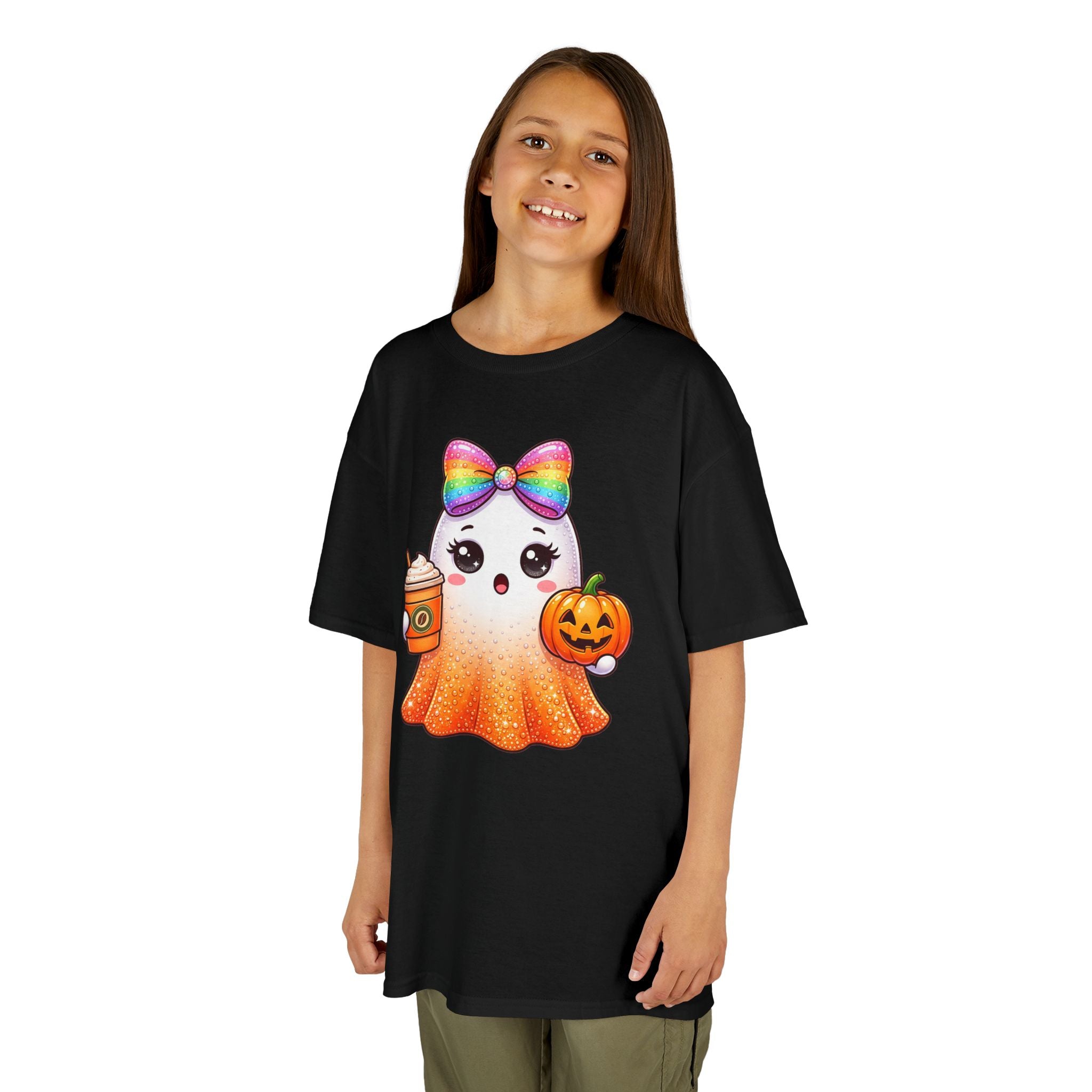 Glitter Pumpkin Ghost T-Shirt | Halloween Kids Graphic Tee | Cr8tive Designs