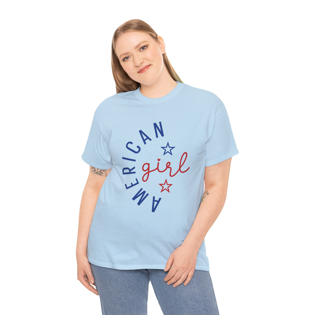 American Girl T-Shirt | Patriotic Red & Blue Star Tee| Cr8tive Designs