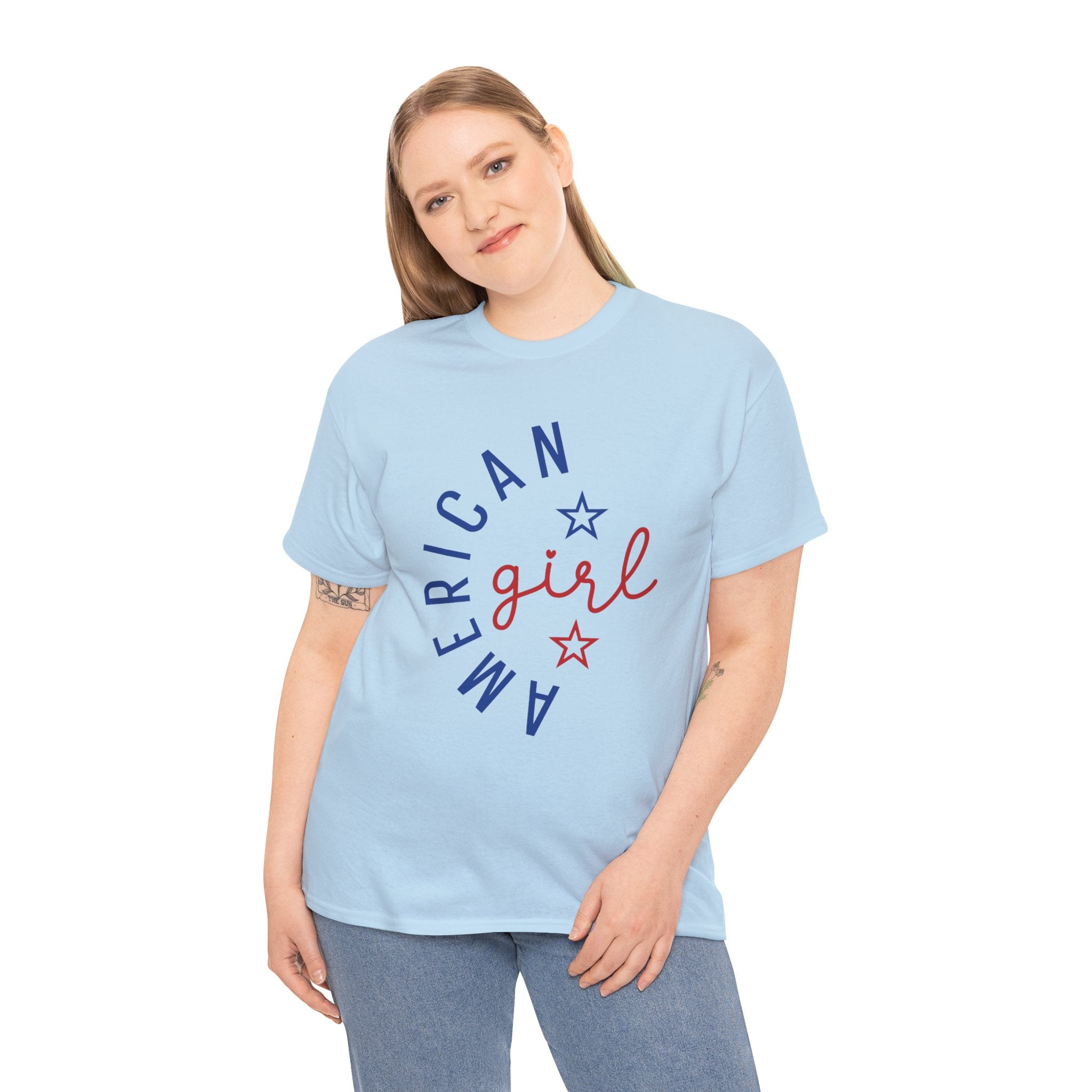 American Girl T-Shirt | Patriotic Red & Blue Star Tee| Cr8tive Designs