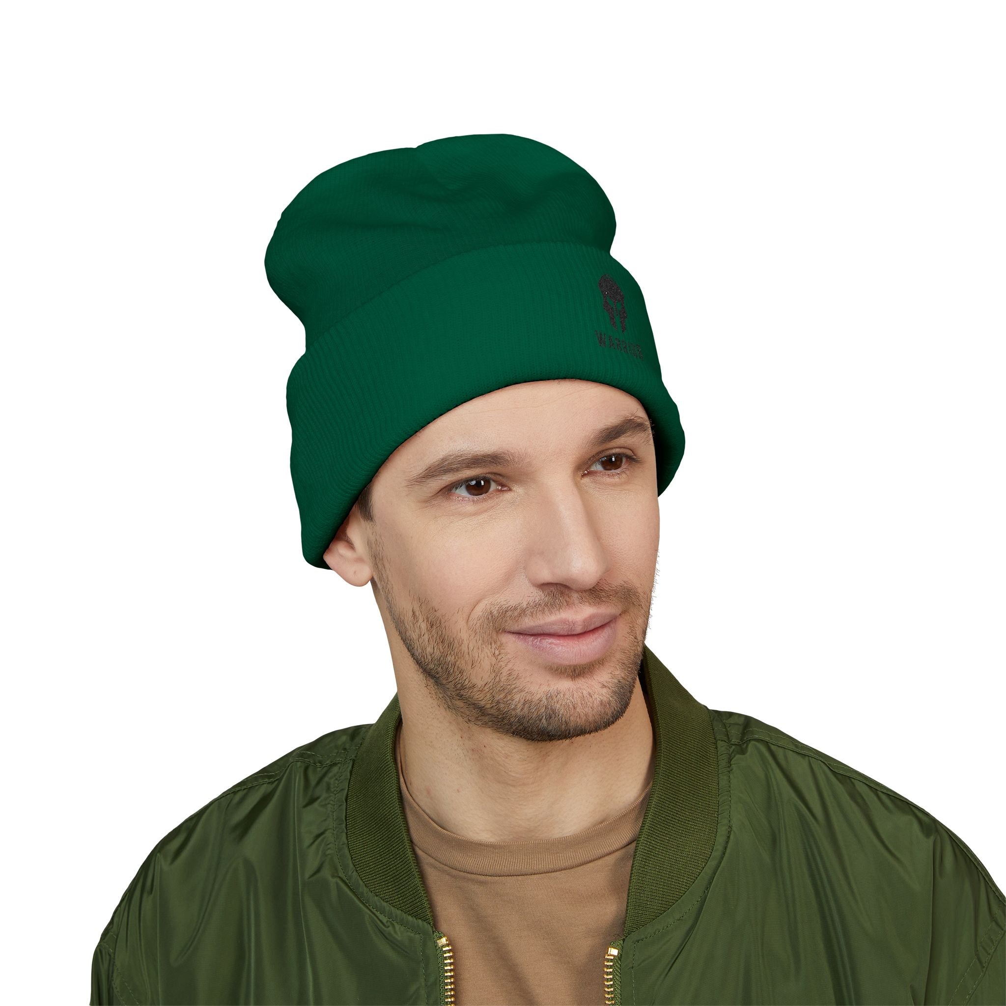 Warrior Skull Embroidered Cuffed Beanie/Cr8tive Designs