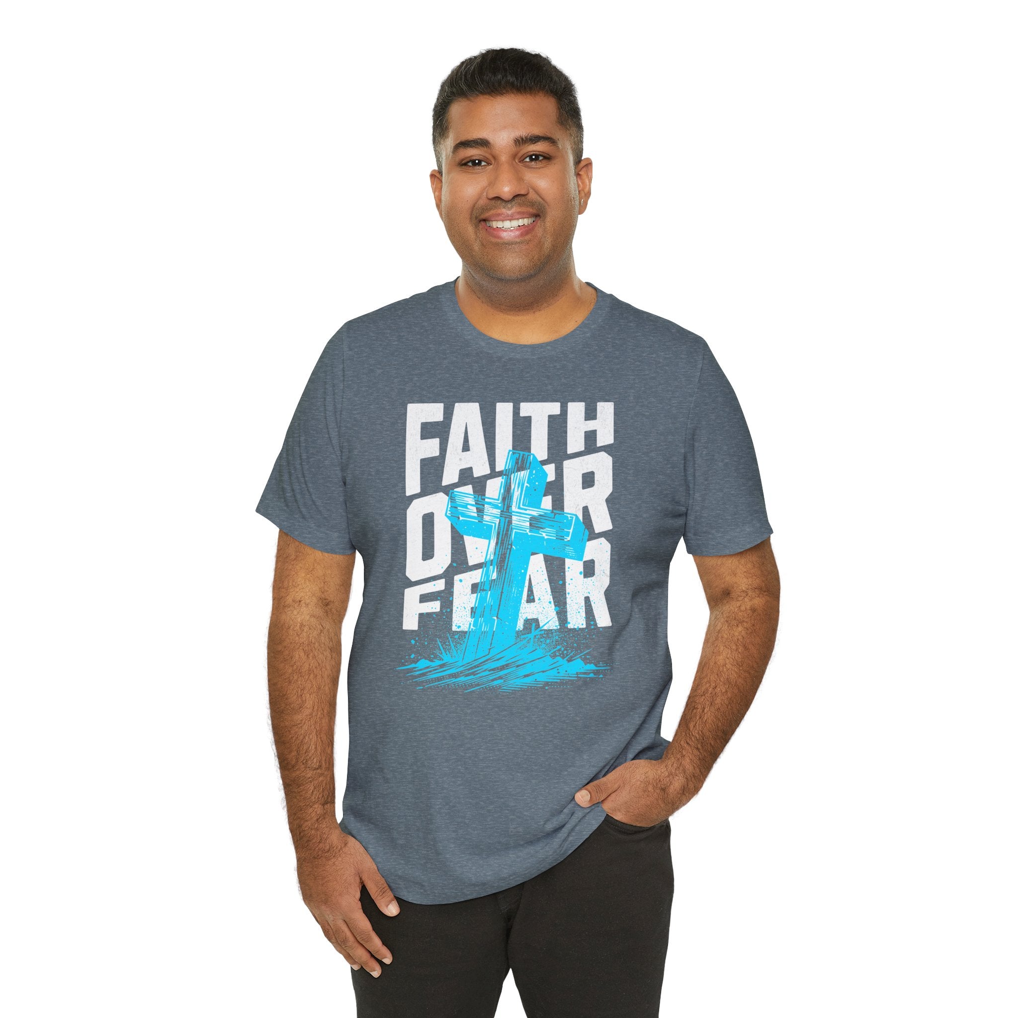 Faith Over Fear T-Shirt | Christian Cross Inspirational Tee | Cr8tive Designs