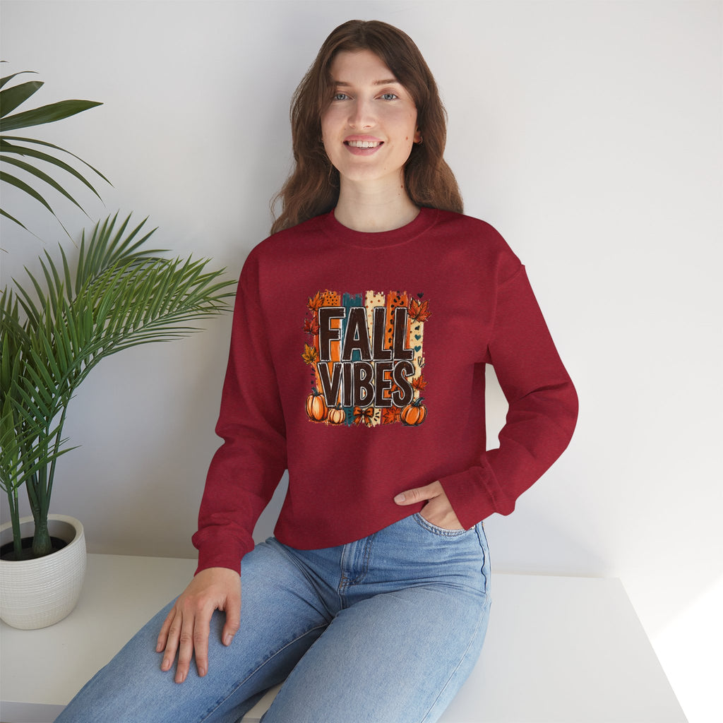 Fall Vibes Pumpkin Sweatshirt | Colorful Autumn Crewneck | Cr8tive Designs