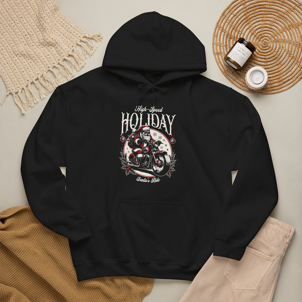 Santa’s Holiday Ride Hoodie | Christmas Motorcycle Biker Design | Cr8tive Designs