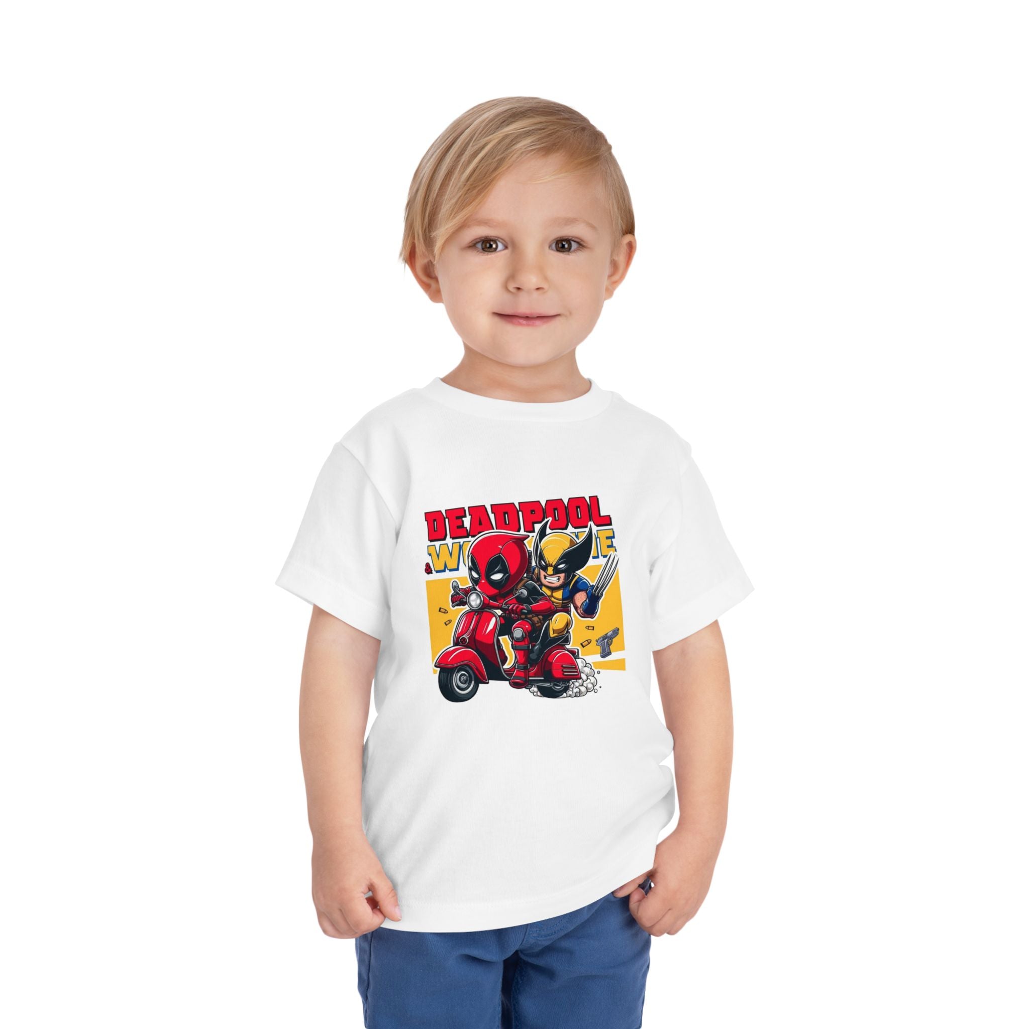 Deadpool & Wolverine Scooter Ride Toddler T-Shirt | Superhero Duo Tee | Cr8tive Designs
