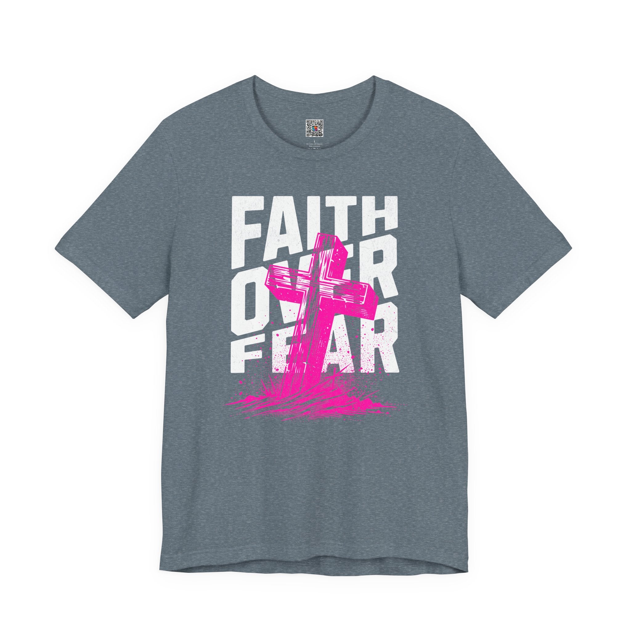 Faith Over Fear T-Shirt | Pink Cross Christian Tee | Cr8tive Designs