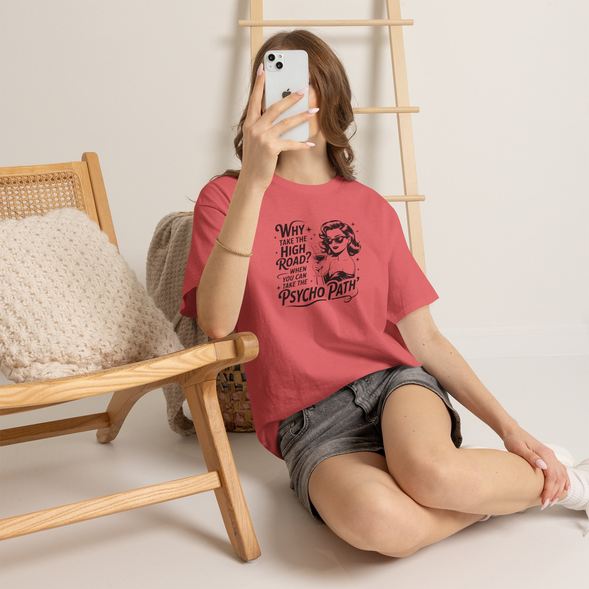 Why Take the High Road? | Funny Retro Psycho Path Shirt | Cr8tive Designs