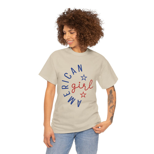 American Girl T-Shirt | Patriotic Red & Blue Star Tee| Cr8tive Designs